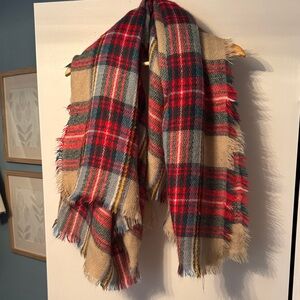 Plaid Fringe Scarf